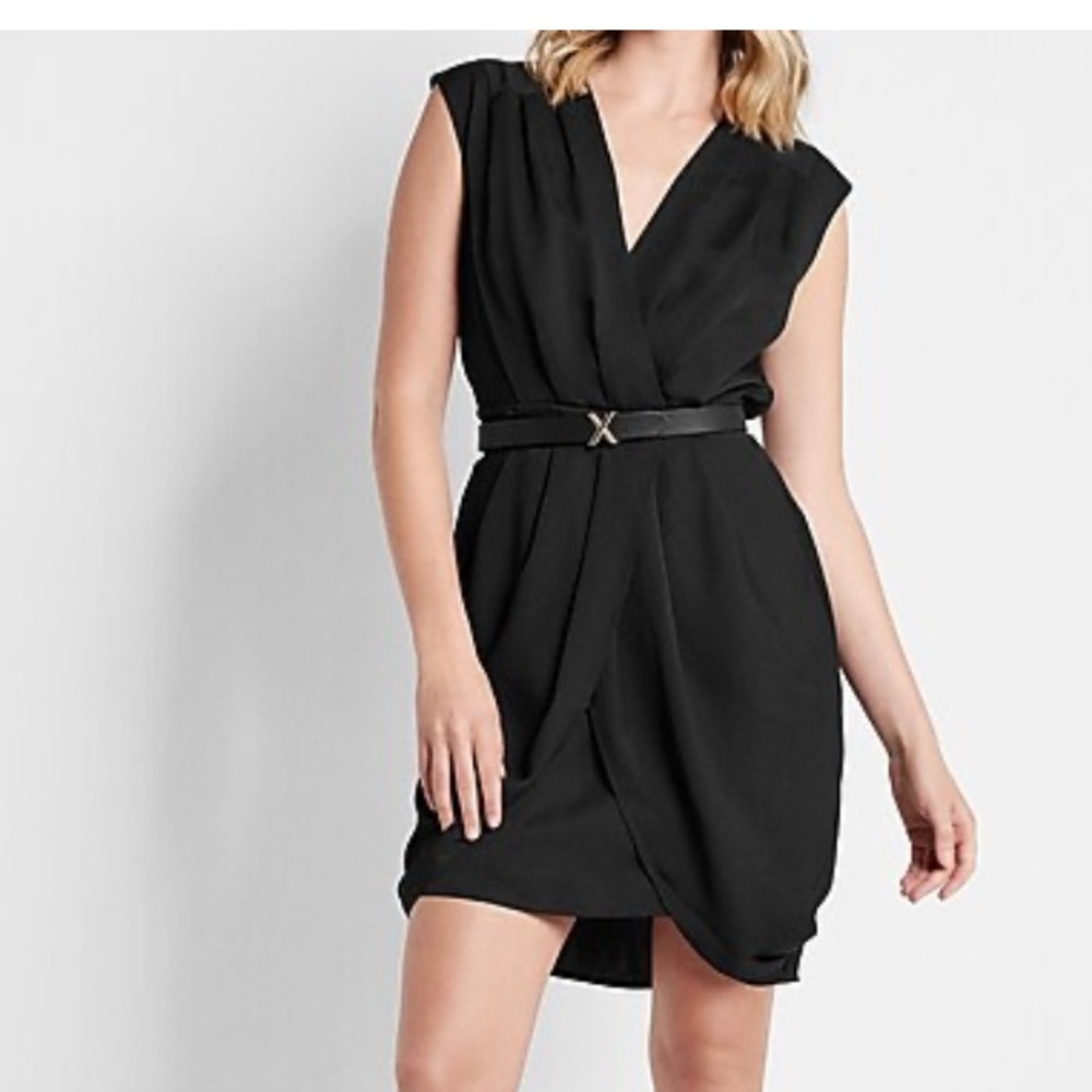 NWT Express Draped Mini Sheath Dress Medium Black